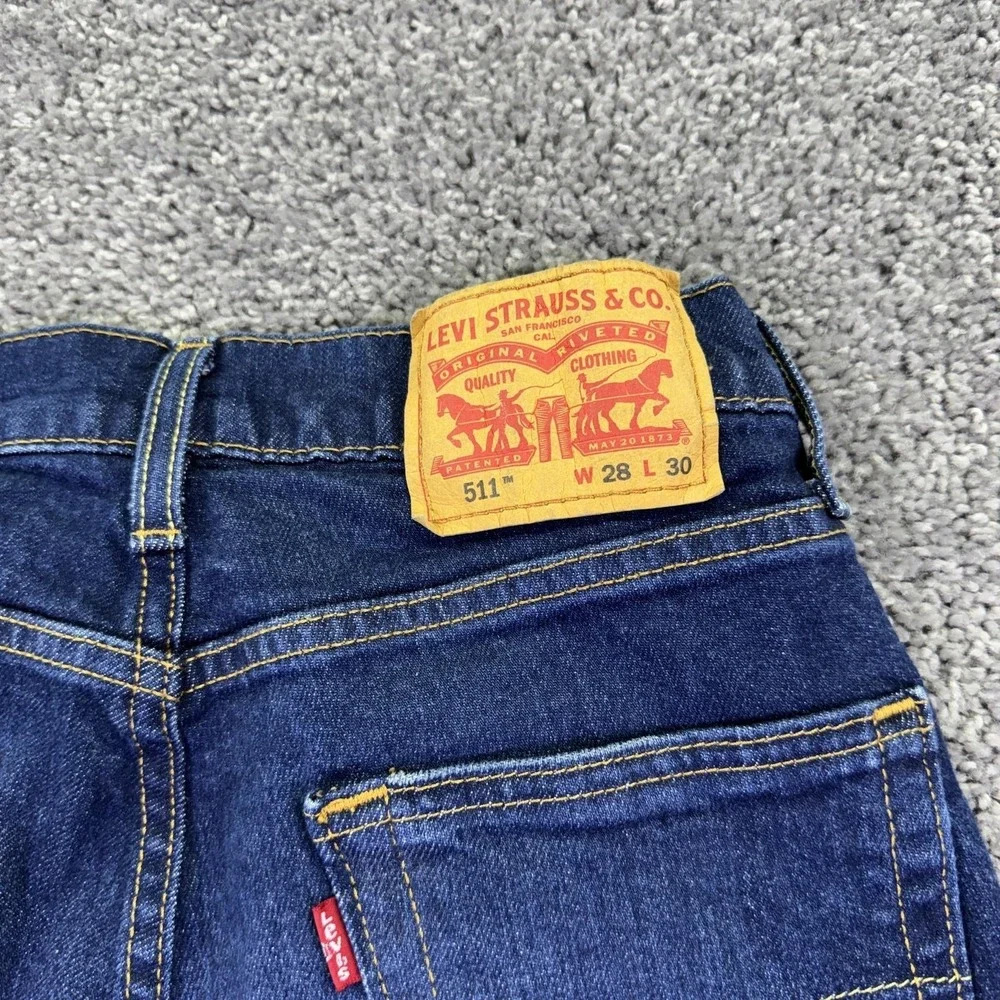 Levis 511 Jeans Mens 28x30 Blue Slim Denim Medium Wash Stretch Casual Logo